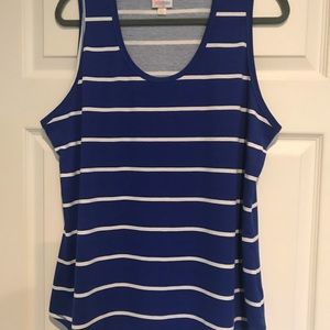 Lularoe blue and white tank top